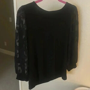 Black top. Sheer sleeves. Never worn. No tags. Never washed